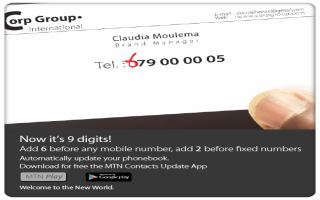 Numérotation : MTN Crée MTN Contacts Update