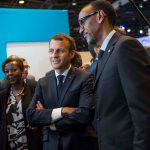 24 mai 2018. Paris, Parc des expositions. Viva Technology 2018. Le président français Emmanuel Macron et son homologue rwandais Paul Kagame visitent des innovateurs africains.