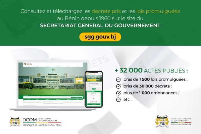 E-Gouvernance : Le gouvernement met en ligne tous les décrets et lois promulguées au Bénin depuis 1960