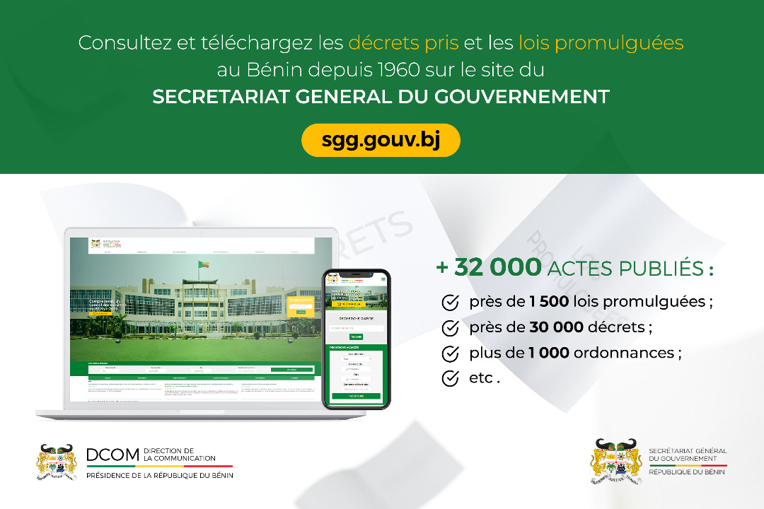 E-Gouvernance : Le gouvernement met en ligne tous les décrets et lois promulguées au Bénin depuis 1960﻿