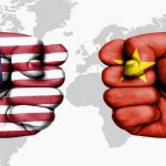 Conflict between USA and China – male fists