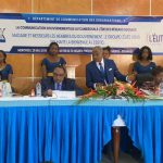 Yaoundé, le 29 mai 2019. Le Pr Laurent Charles Boyomo Assala et les ministres à l’ESSTIC.