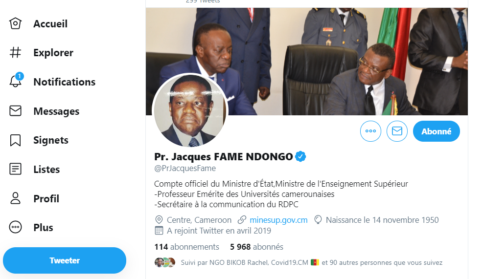 Compte certifié Fame Ndongo