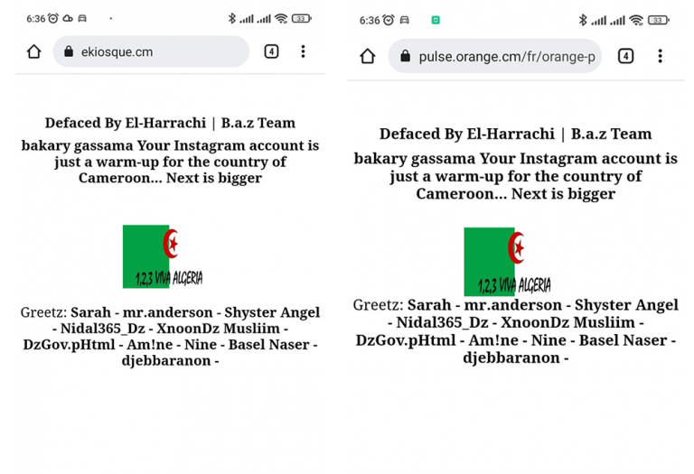 Mécontent de la défaite de l’Algérie face au Cameroun, un hacker algérien pirate des sites web camerounais appartenant à Orange Cameroun et à eKiosque