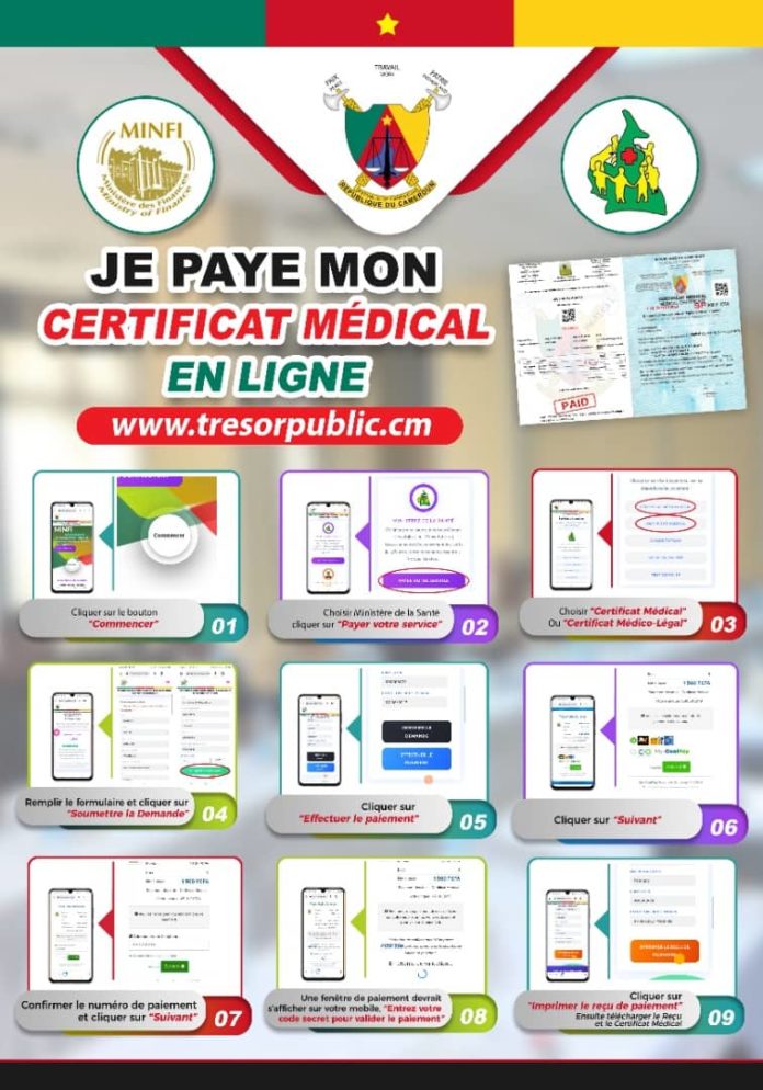 Cameroun : Les 9 étapes à suivre pour payer son certificat médical en ligne via www.tresorpublic.cm
