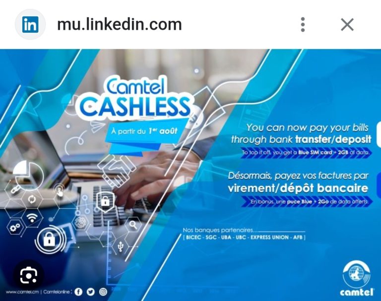Cameroun : Camtel Cashless, le service de paiement des factures par dépôt bancaire avant Blue money 