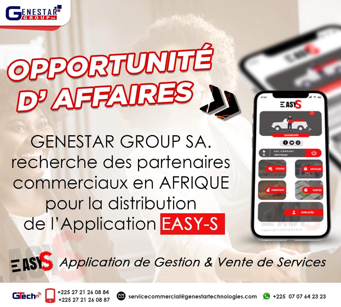 Genestar GROUP recherche des commerciaux en Afrique pour la distribution de son application Easy-S