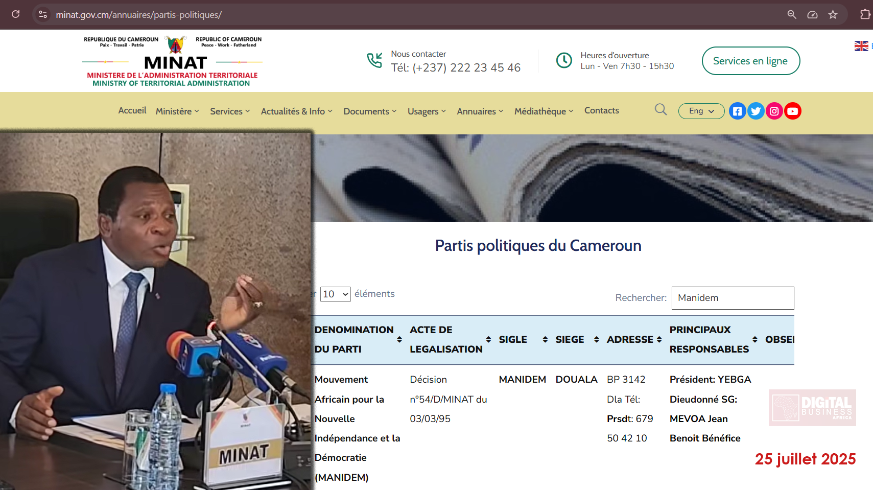 Cameroun - Piratage ou manipulation du site du MINAT ? Les preuves qui contredisent la version du ministre Atanga Nji