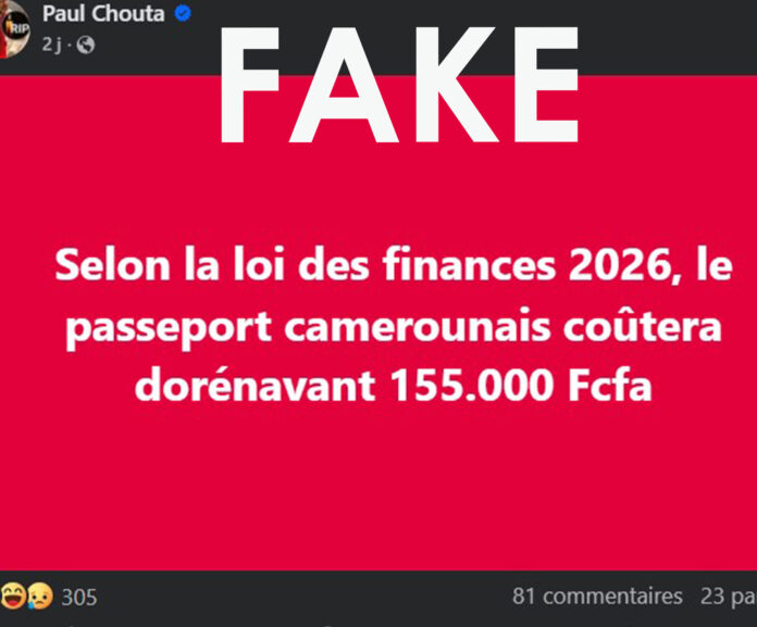 FAUX !! : Le passeport camerounais ne coûte pas 155 000 FCFA en 2026.