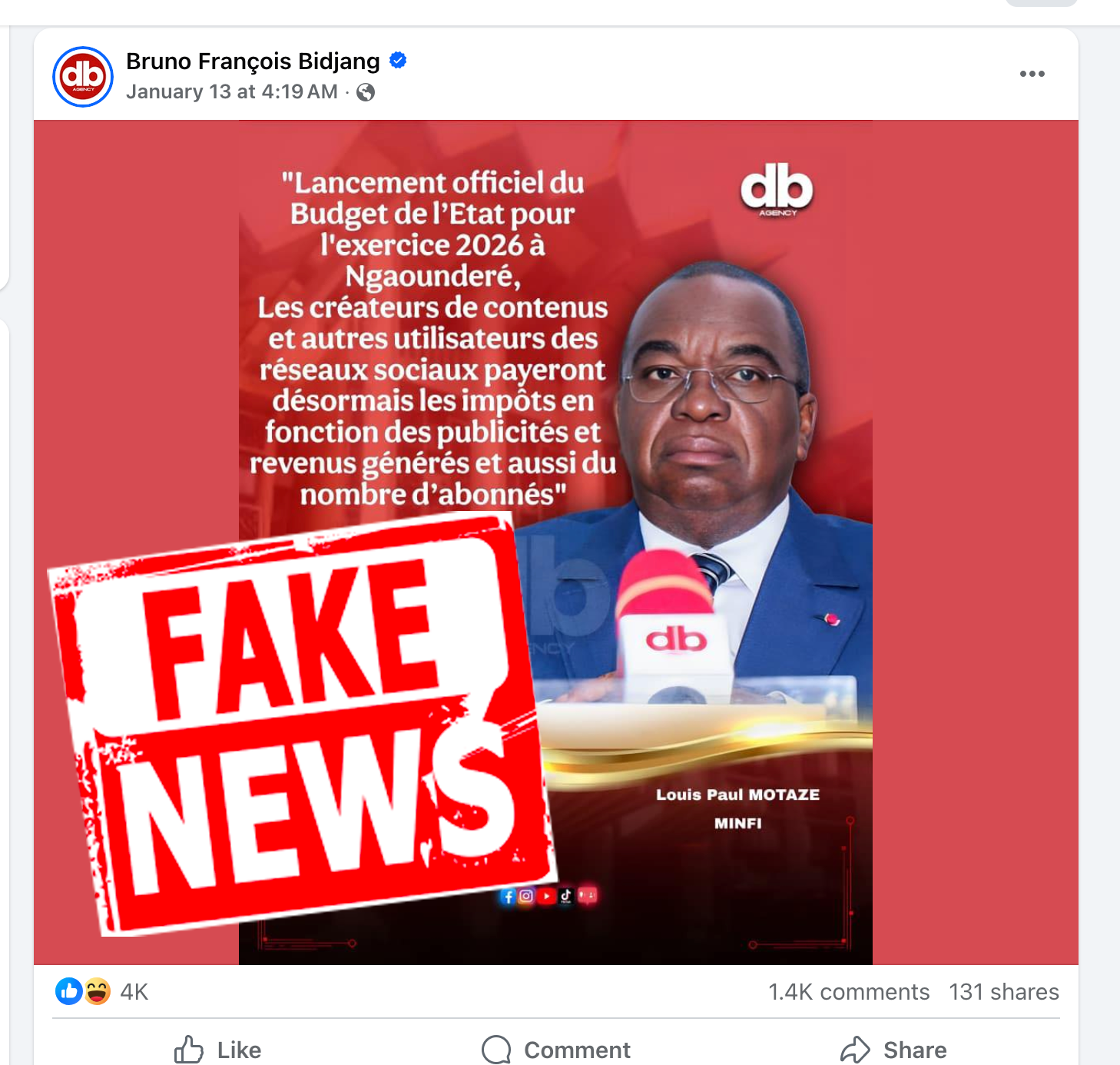 Faux, les influenceurs et créateurs de contenus camerounais ne sont pas visés par une taxe dans la Loi de finances 2026