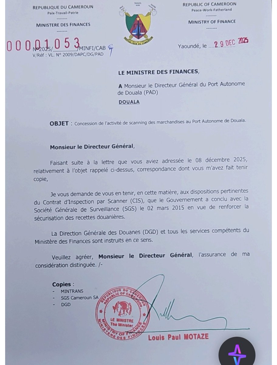 SGS vs Transatlantic D. S.A. ou Motaze vs Ngo’o : le Port de Douala au cœur d’un conflit d’autorité inédit autour du scanning