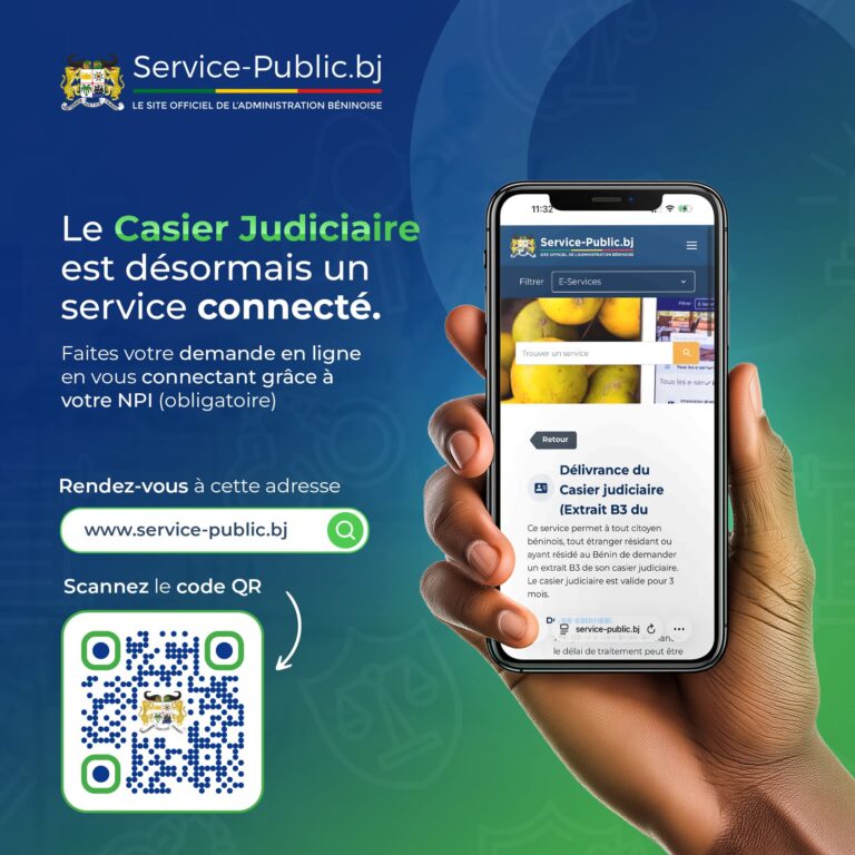Bénin : Le casier judiciaire devient un service 100% disponible en ligne sur la plateforme des services publics
