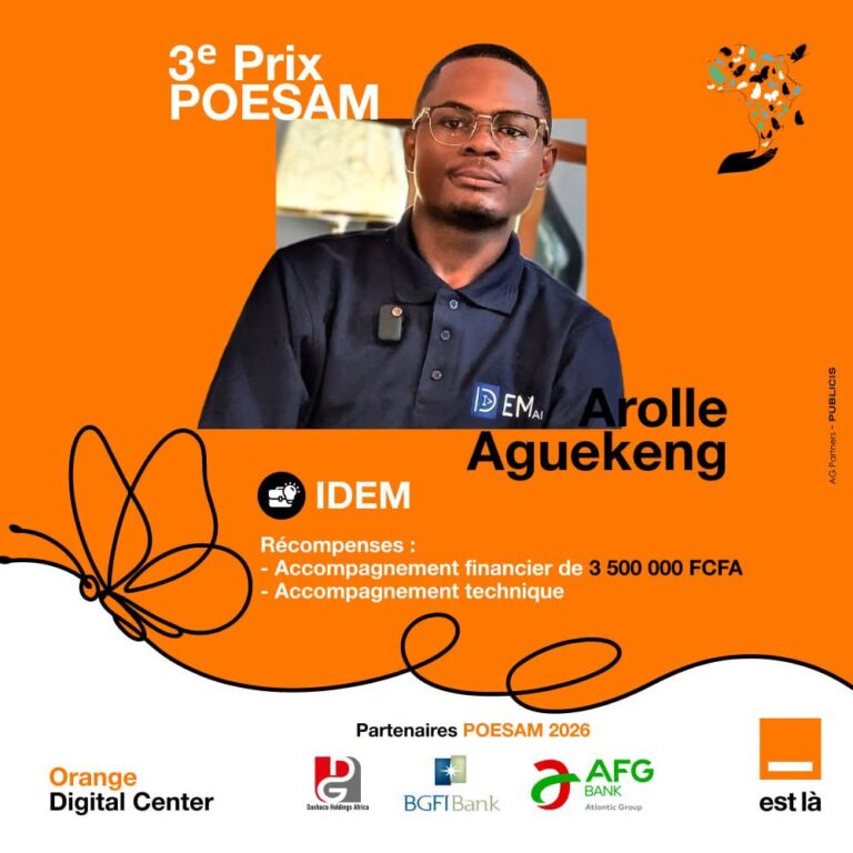 Arolle Aguekeng, 3e prix POESAM 2026, veut simplifier la création d’entreprise avec IDEM