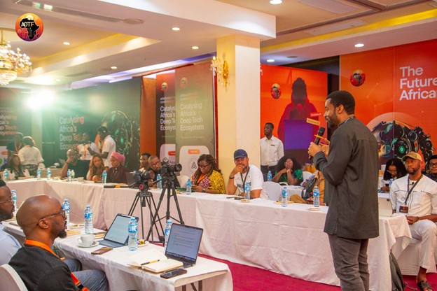 Emeka Afigbo welcoming participants to the Ecosystem Roundtable at the Africa Deep Tech Conference 2026