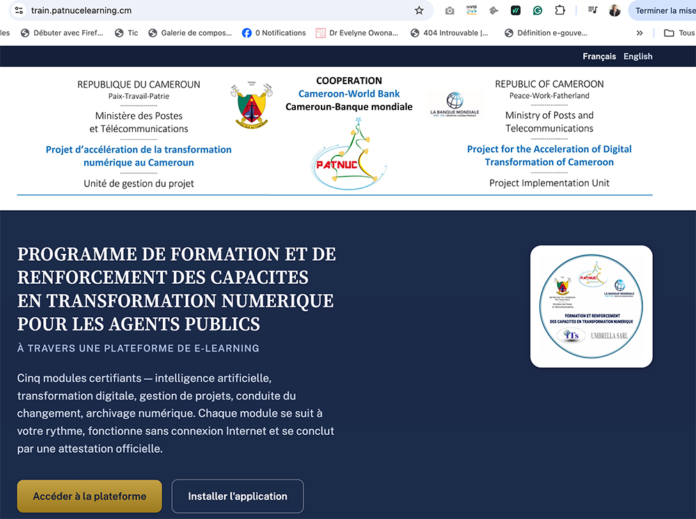 Cameroun : train.patnucelearning.cm, la plateforme numérique lancée pour former 15 000 agents publics à l’IA, la blockchain et la transformation digitale